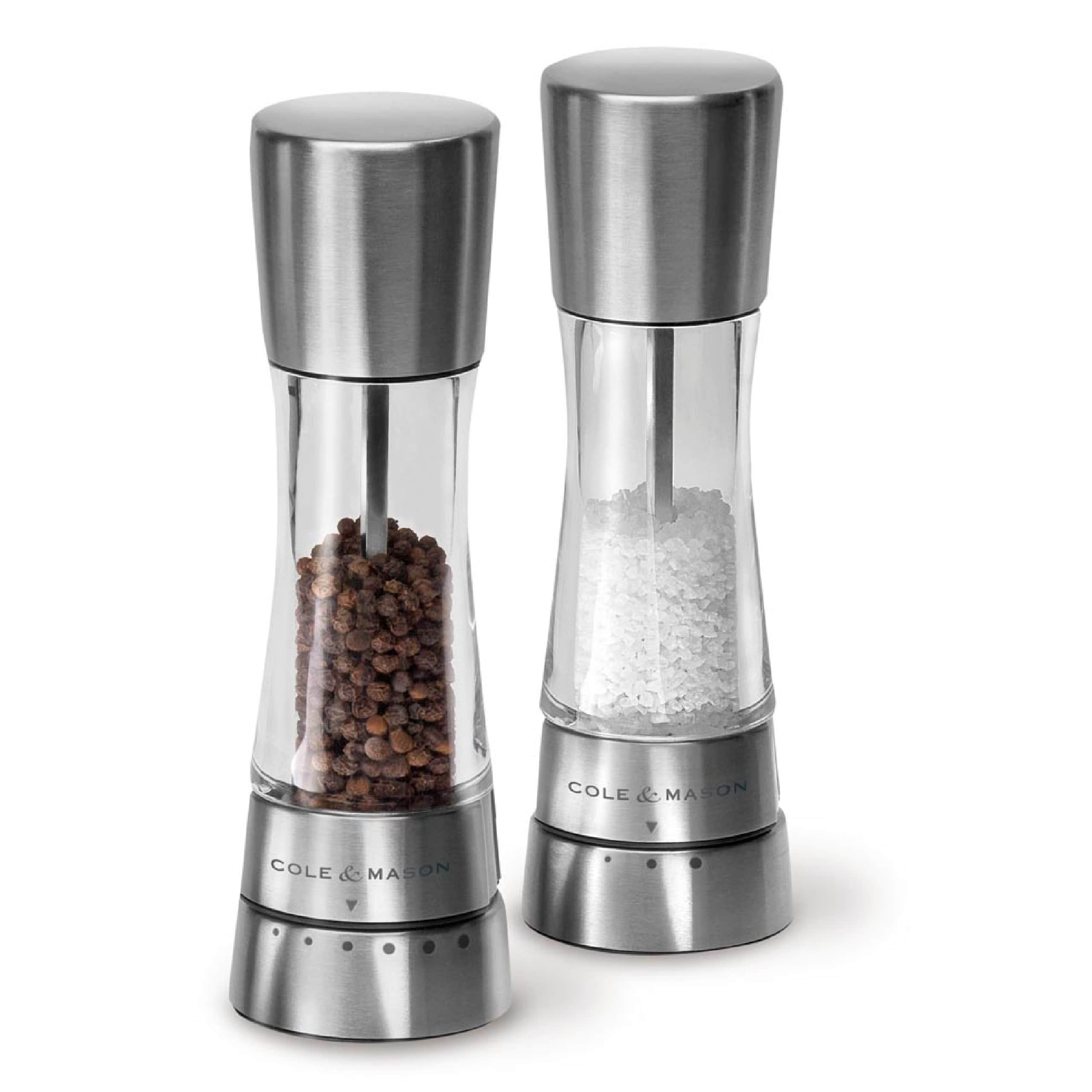 Cole & Mason - Derwent Grinder Set - Precision Mechanisms Sea Salt,Peppercorns - Derwent Salt and Pepper - Stainless Steel