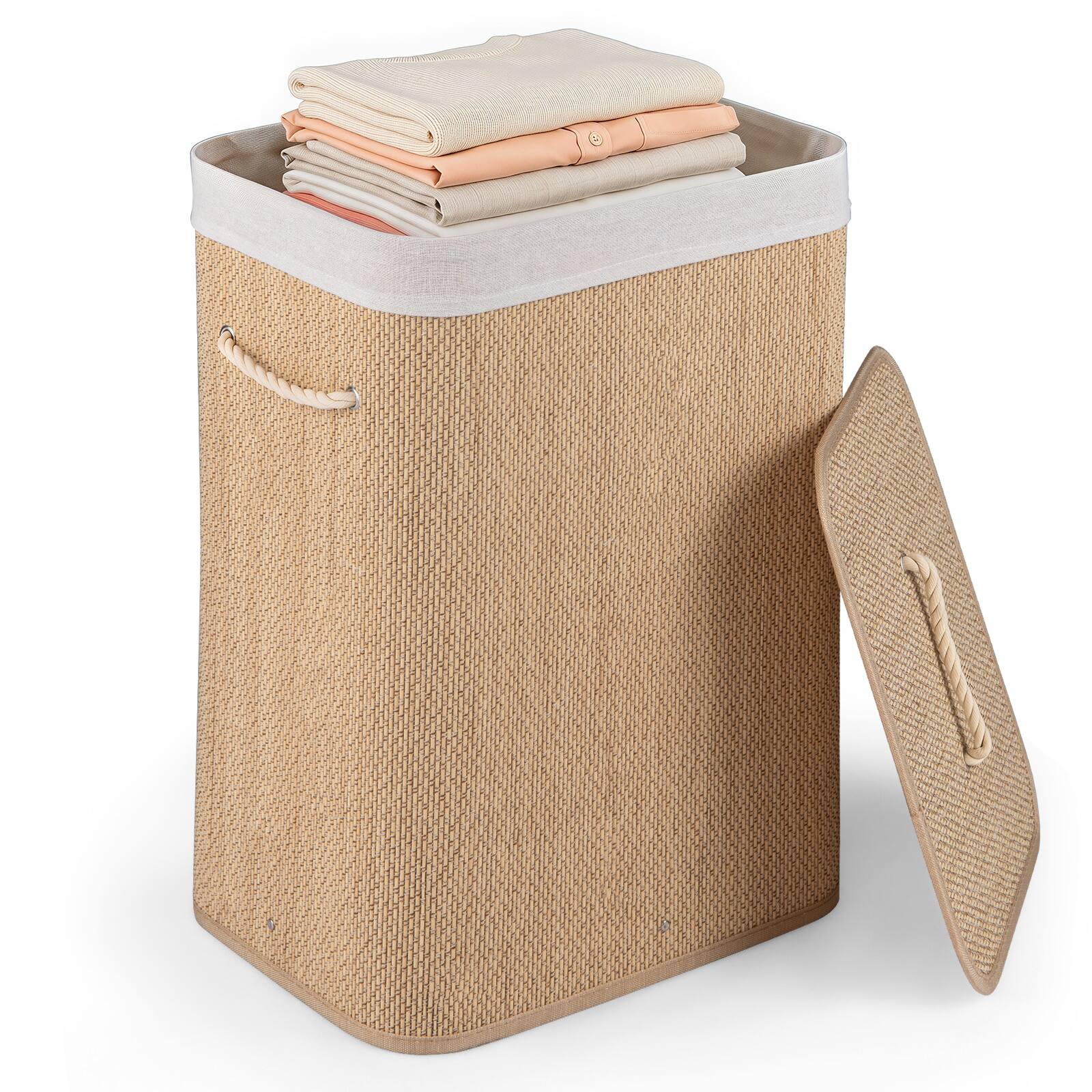 Costway - 19 Gal Capacity Clothes Hamper Bamboo Laundry Hamper with Removable Liner - Natural price history on PriceWatchPro