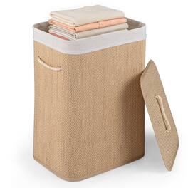 Costway - 19 Gal Capacity Clothes Hamper Bamboo Laundry Hamper with Removable Liner - Natural