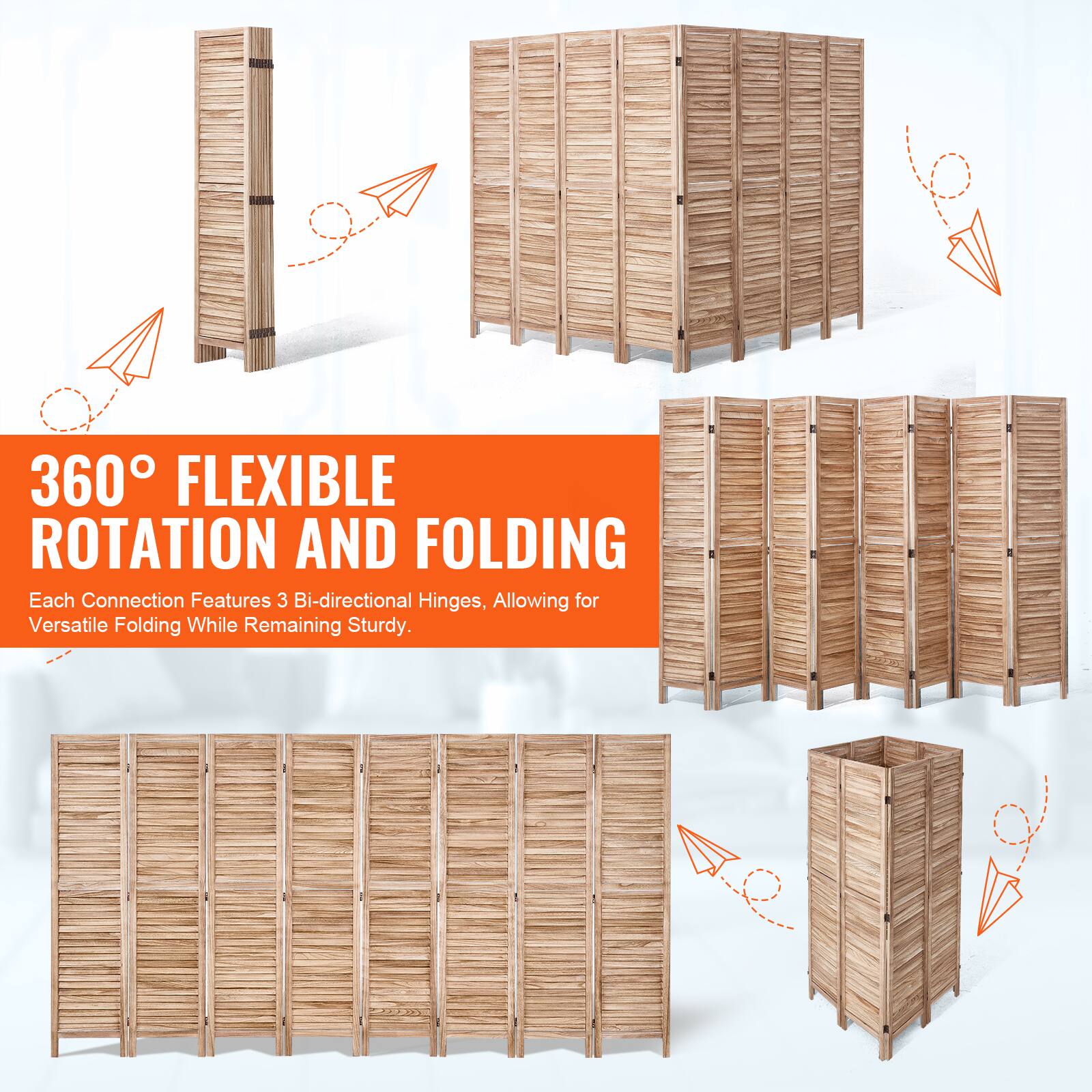 360° FLEXIBLE ROTATION AND FOLDING  
Each Connection Features 3 Bi-directional Hinges, Allowing for Versatile Folding While Remaining Sturdy.
