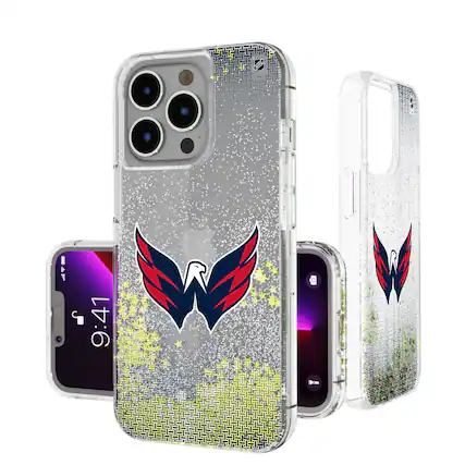 Front. Keyscaper - Washington Capitals Linen Logo iPhone Glitter Case - 15 - Multicolor.