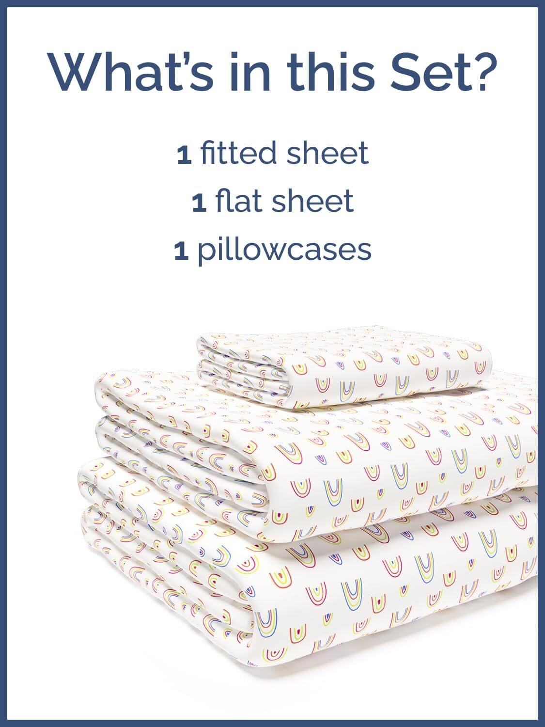 What's in this Set?  
1 fitted sheet  
1 flat sheet  
1 pillowcases