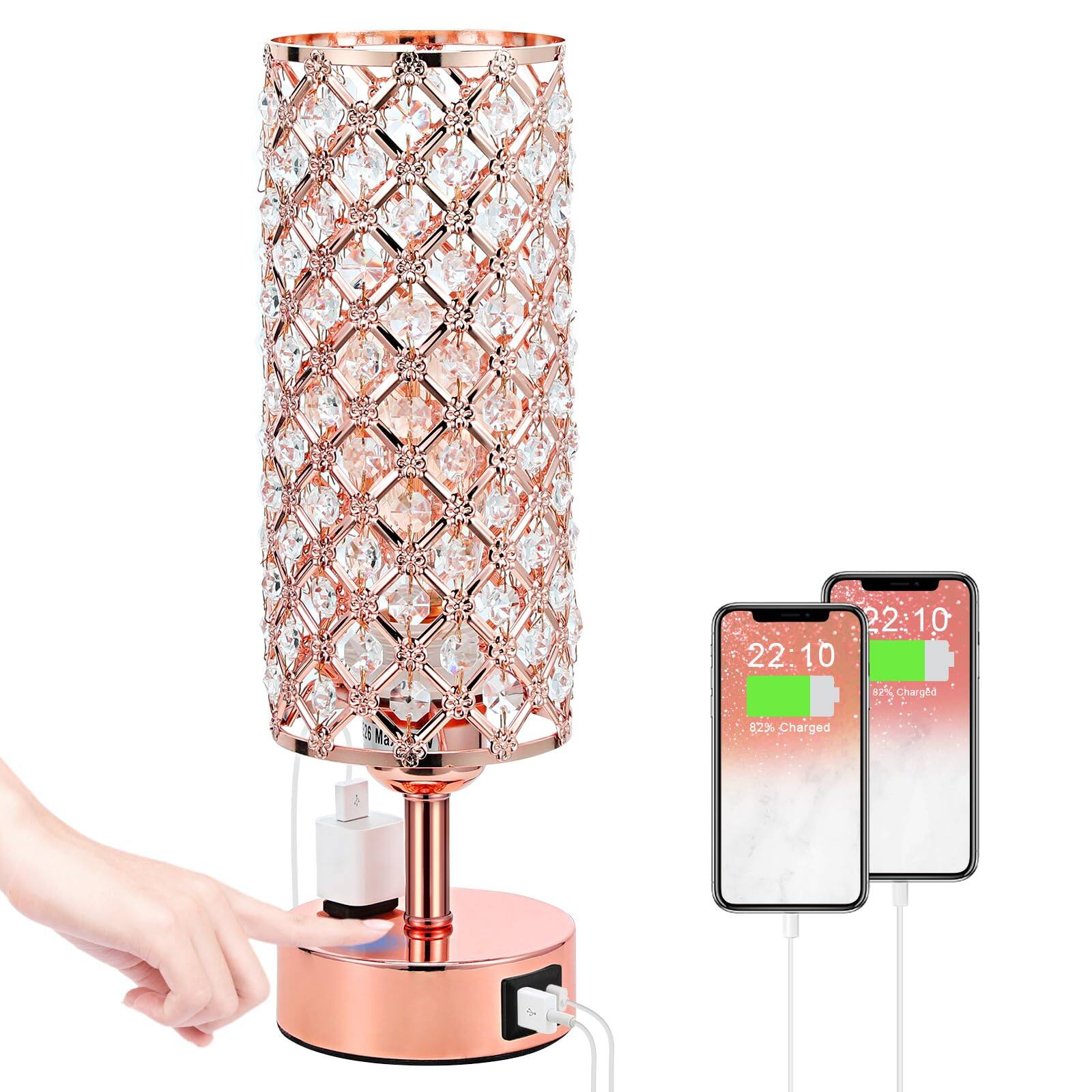 Rose Gold Lamp USB-C+A+AC Ports
