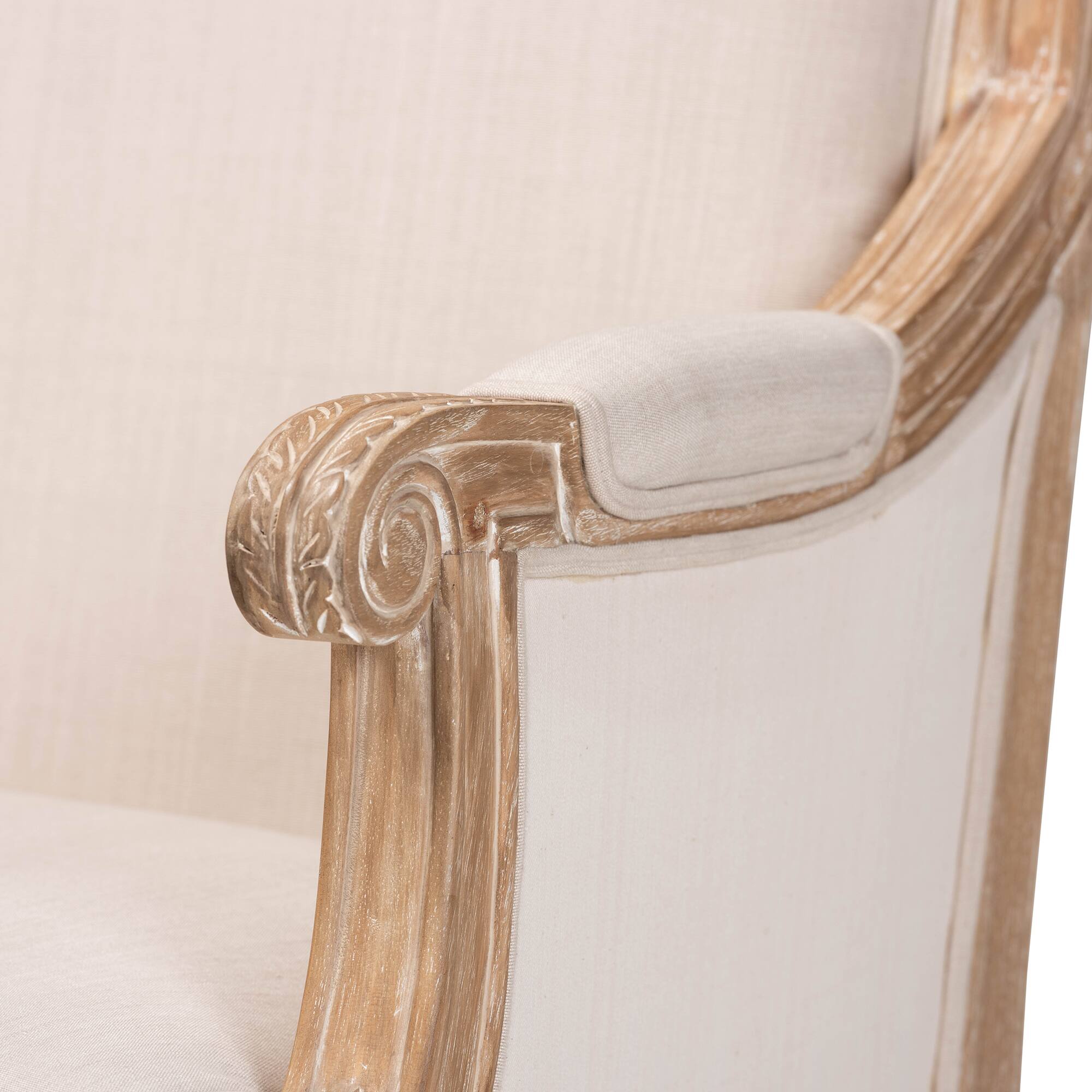 Alt View 1. Baxton Studio - Chavanon Wood & Linen Traditional French Accent Chair - Light Beige/Natural.
