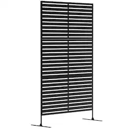 Outsunny - Privacy Fence Screen, Metal Outdoor Privacy Screen Climbing Plant Trellis with Stand - Black