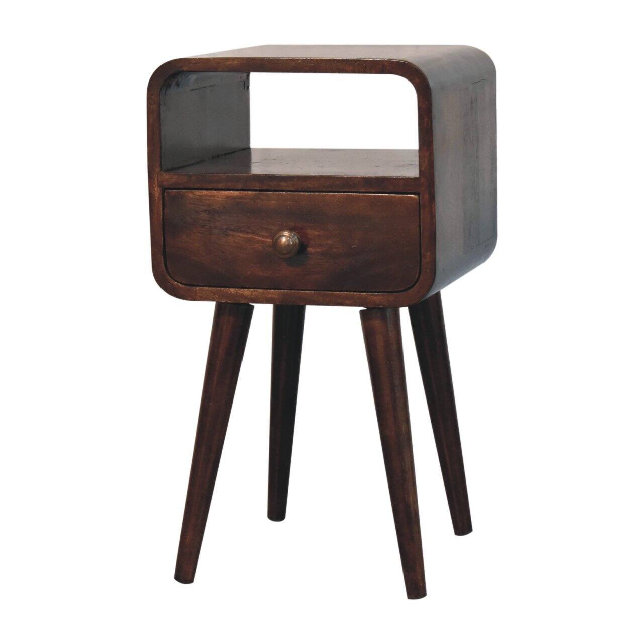 Left. Artisan Furniture - Artisan Furniture Solid WoodMini California Walnut Curved Bedside with Open Slot - Brown.