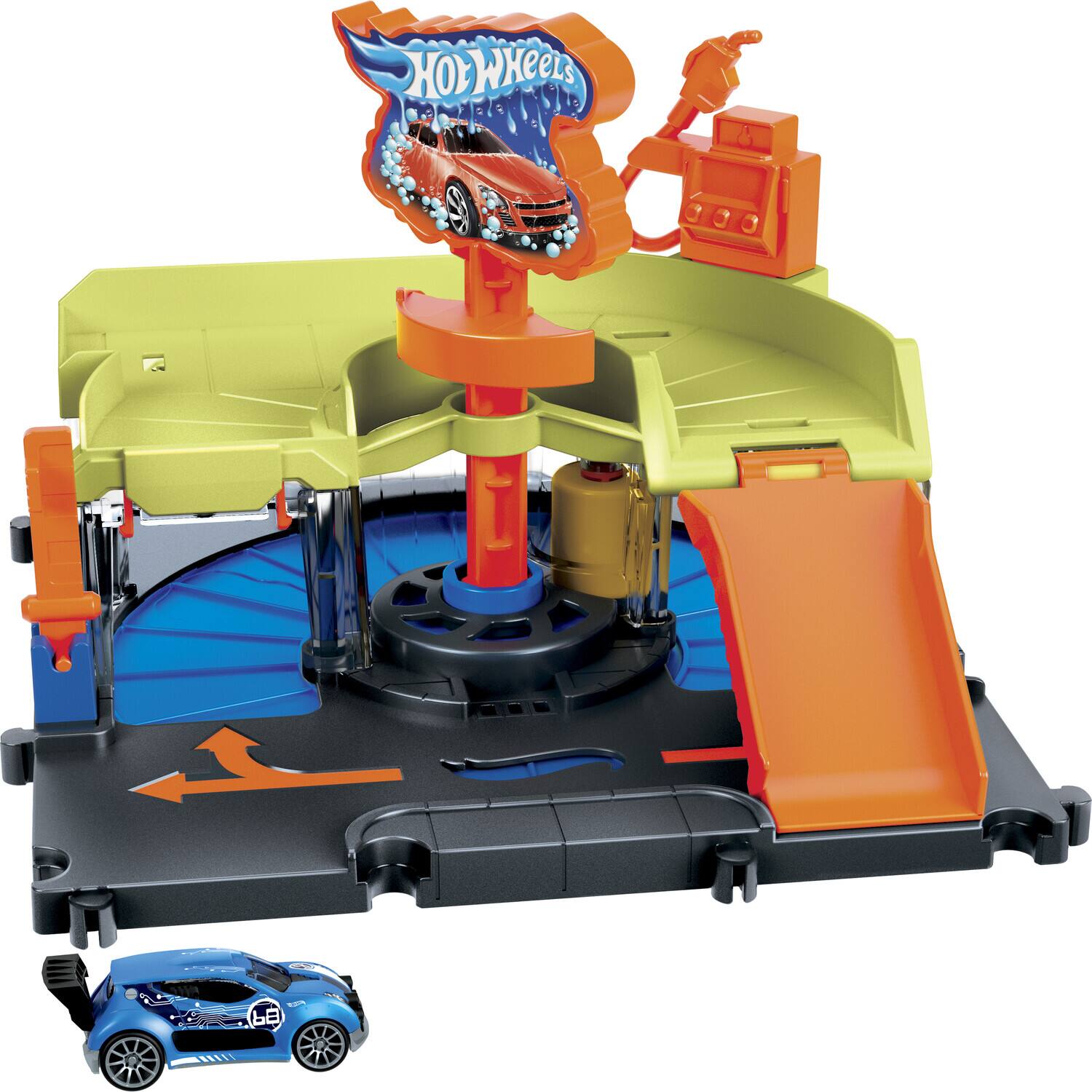 Alt View 1. Mattel - Mattel - Hot Wheels City Downtown Express Car Wash Playset   - Collectibles - Multicolor.