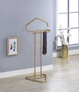 Kings Brand Furniture - Kalblins Metal Clothing Wardrobe Suit Valet Rack Stand - Gold