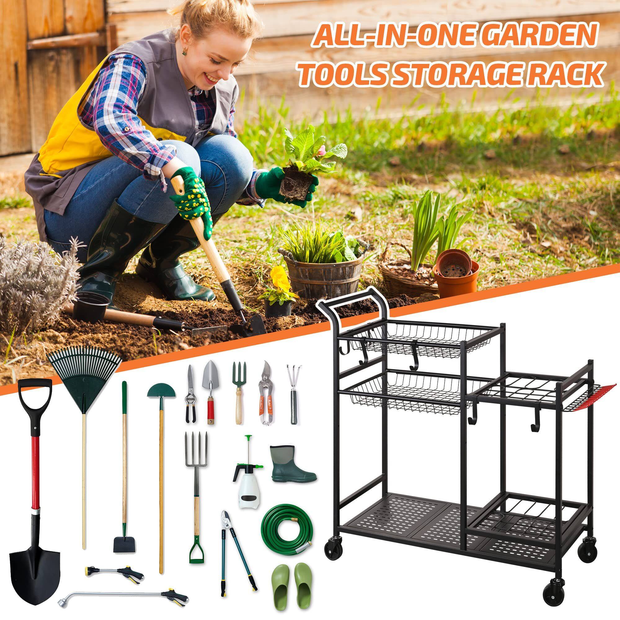 ALL-IN-ONE GARDEN TOOLS STORAGE RACK