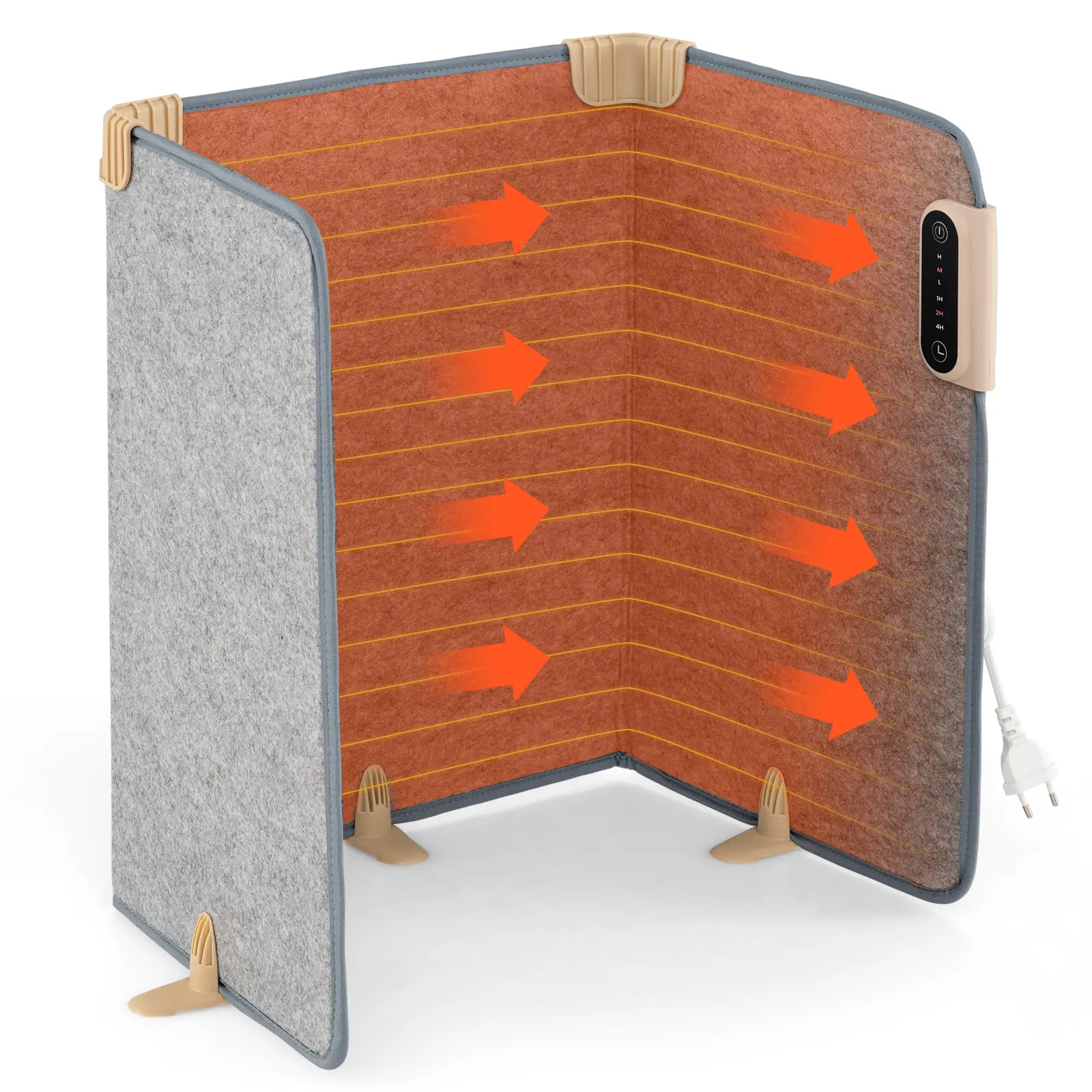 Alt View 9. Costway - Costway 3-Fold Under Desk Space Heater with 3-Level Thermostat & 4H Timer for Home, Office - Gray.