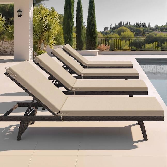 Alt View 6. Crestlive Products - Crestlive Products 1pc 80in Outdoor Water Resistant Chaise Lounge Chair Cushion with Ties Patio lounge cushion - Beige.