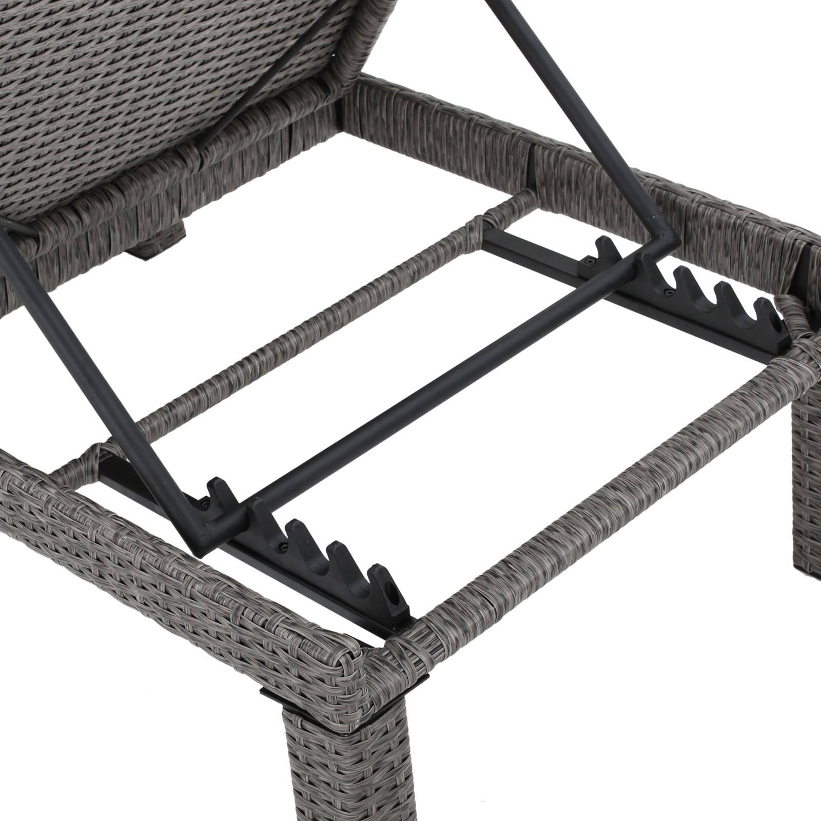 Alt View 8. Ecooso - Outdoor Wicker Chaise Lounge，Water-Repellent Cushion, Handwoven Rattan, Sturdy Iron Frame, All-Season Comfort Design - Black.