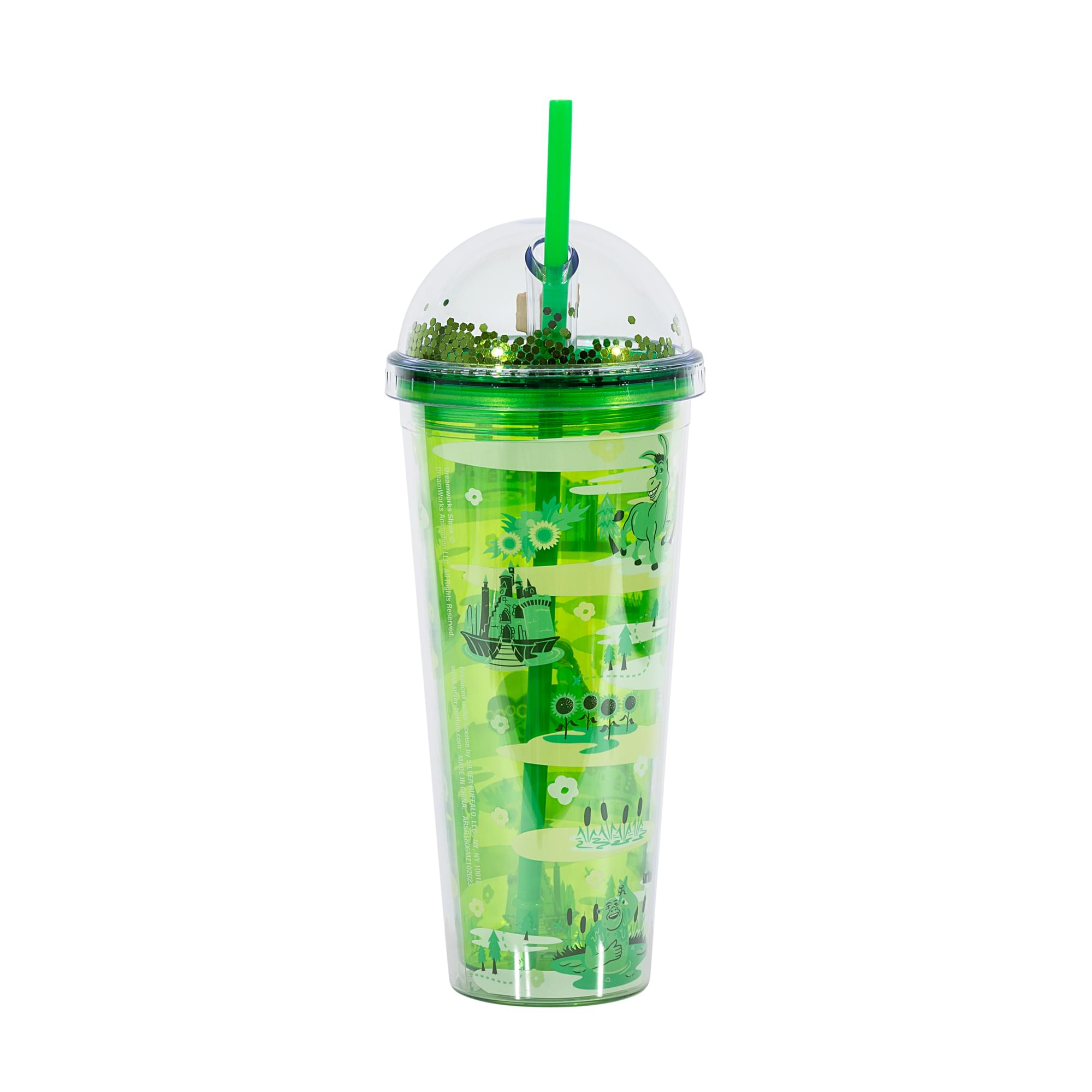 Alt View 1. Silver Buffalo - Shrek Swamp Landmark Characters 24-Ounce Carnival Cup With Lid and Straw - Green.