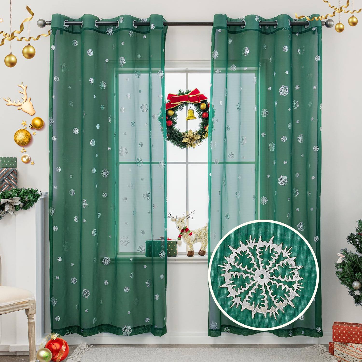 Snow/Green Silver-52"W x 96"L (Pack of 2)