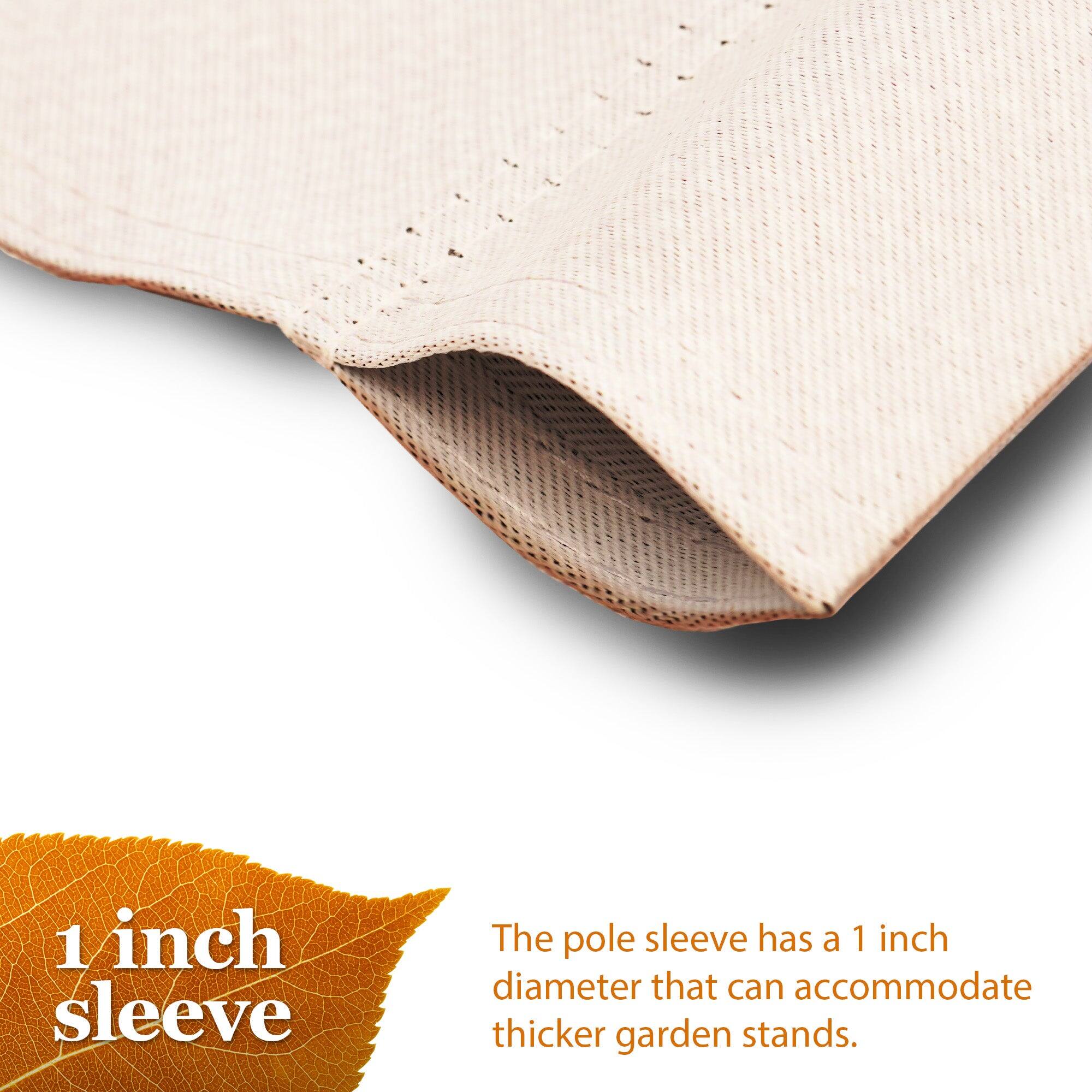 1 inch sleeve

The pole sleeve has a 1 inch diameter that can accommodate thicker garden stands.