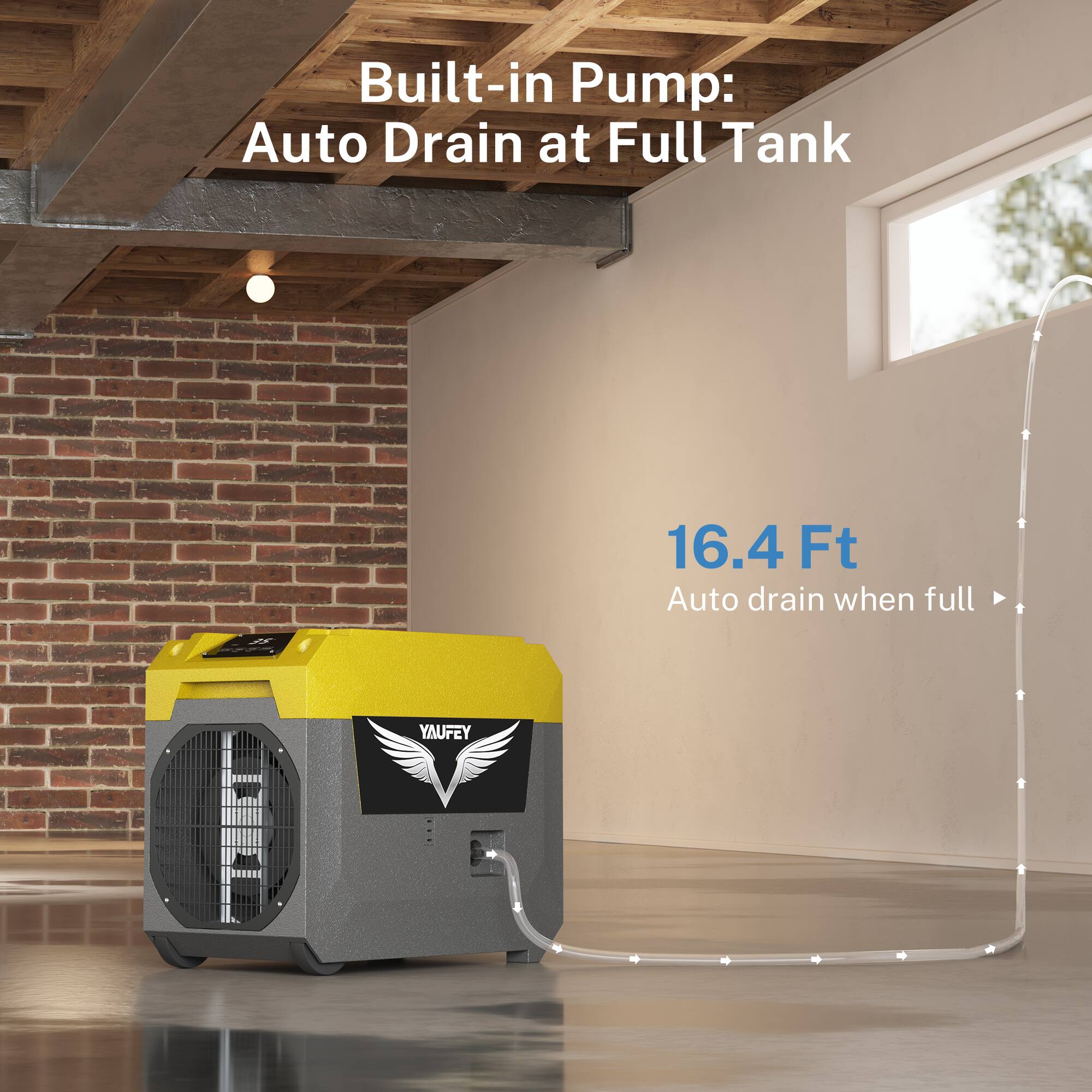 Built-in Pump: Auto Drain at Full Tank

16.4 Ft
Auto drain when full

YAUFEY
