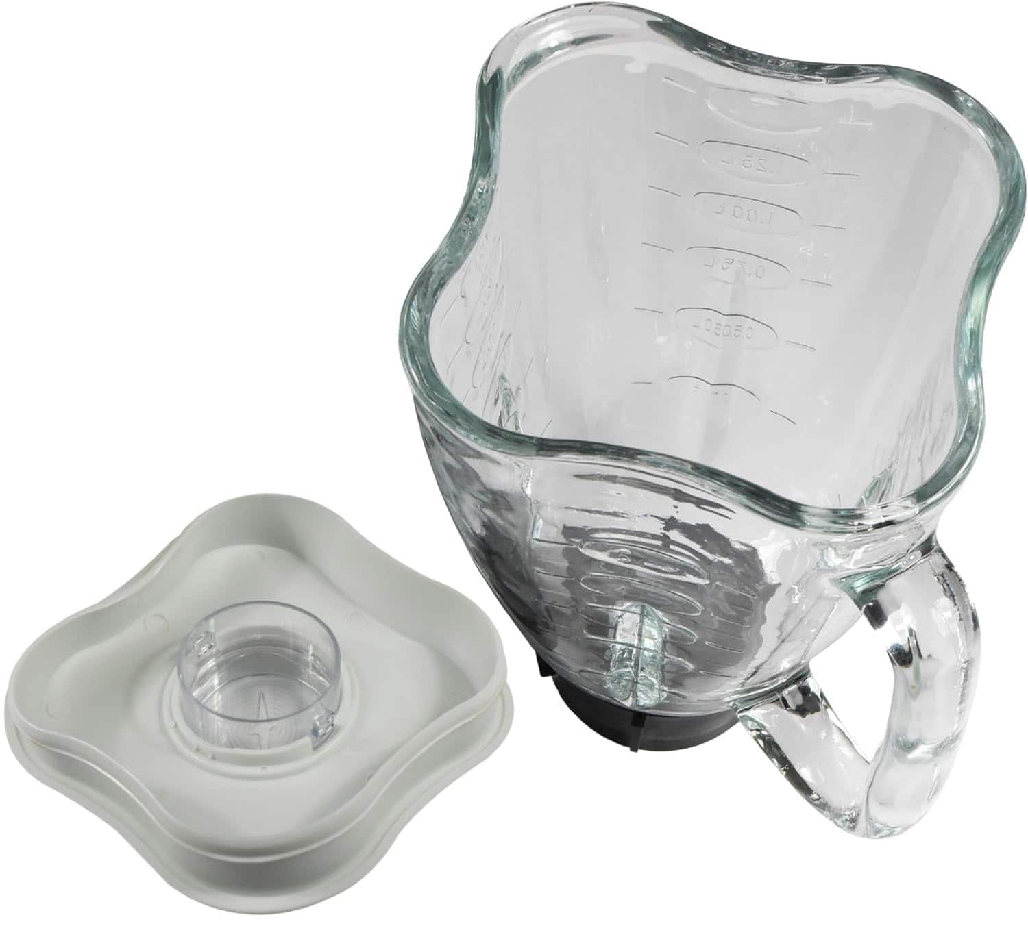 HQRP - Glass Jar Set for Oster Osterizer Blender, 004954-011-090 014709-156-000, 1.75L Pitcher, 0.46 Gallon, Lid - White