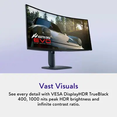 Alienware - AW3425DW  34" TFT QD-OLED Curved WQHD 240Hz 0.03ms FreeSync Gaming Monitor with HDR (HDMI, DisplayPort) - Black