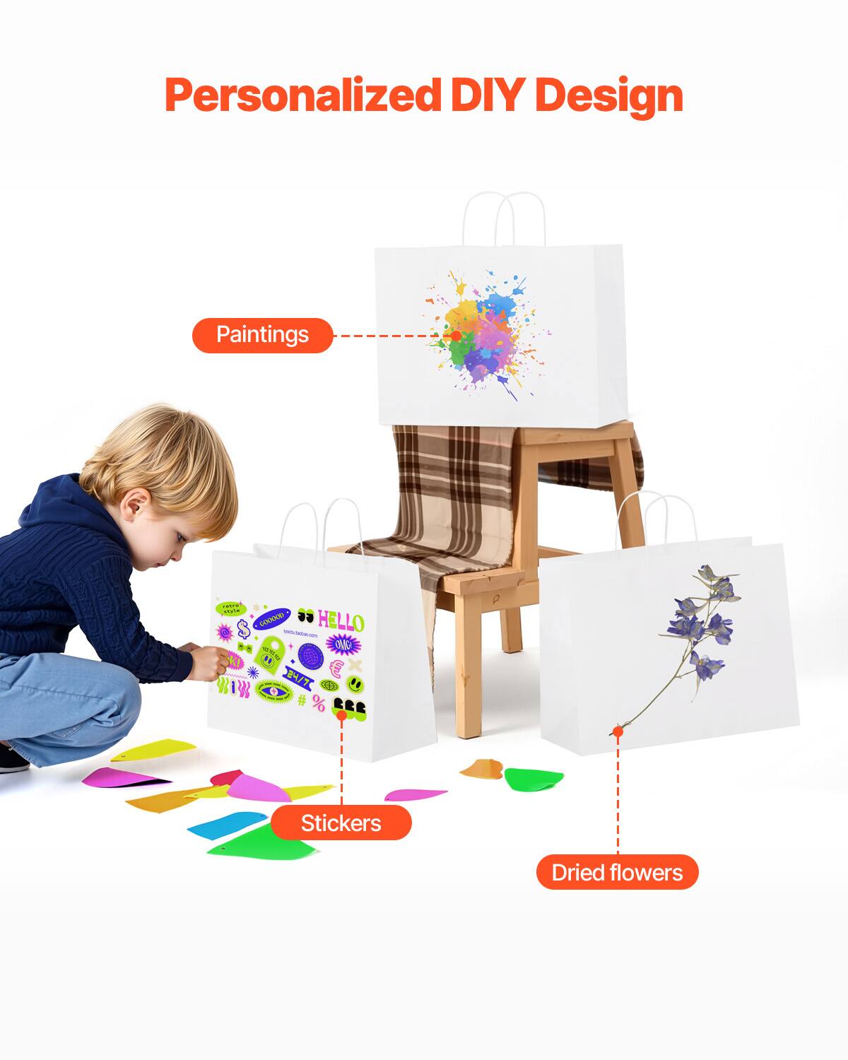 Personalized DIY Design

- Paintings
- Stickers
- Dried flowers