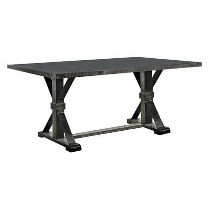 Front. Manhattan Lane - 72 Inch Wood 6 Seater Dining Table, Trestle Base, Black - Black.