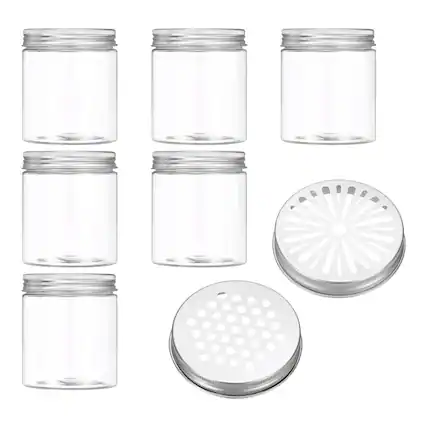 Front. Unique Bargains - Premium Empty Scent Beads Container, Refillable Spice Tin Hollow Lid, 6pcs 8.5oz - For Aromatherapy, Scent, Storage - Clear.