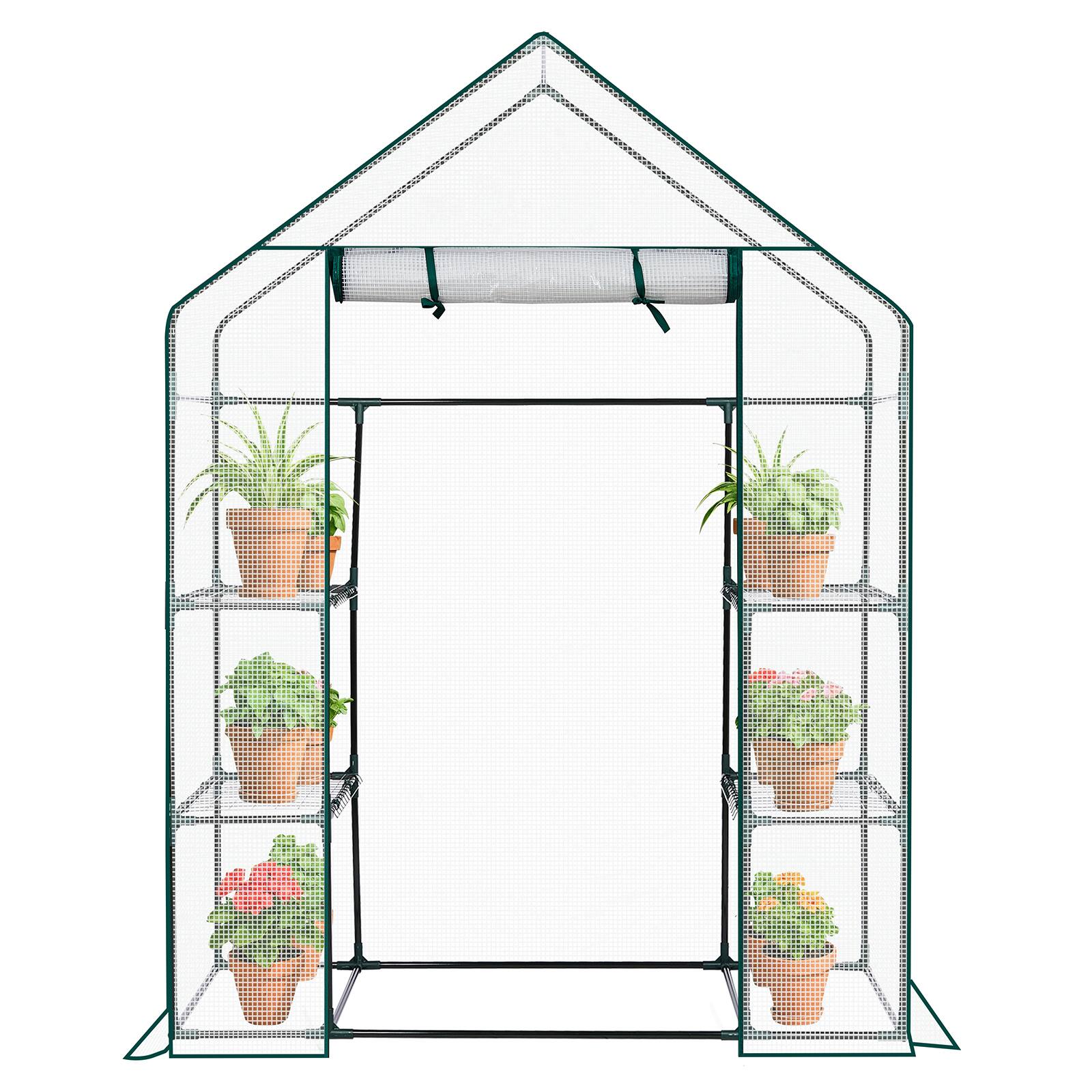 Alt View 1. Winado - Mini Greenhouse, Small PE Plant Green House with 4 Tiers Rack, Shelf Clips, Roll-up Zipper Door, Gardening Supplies.
