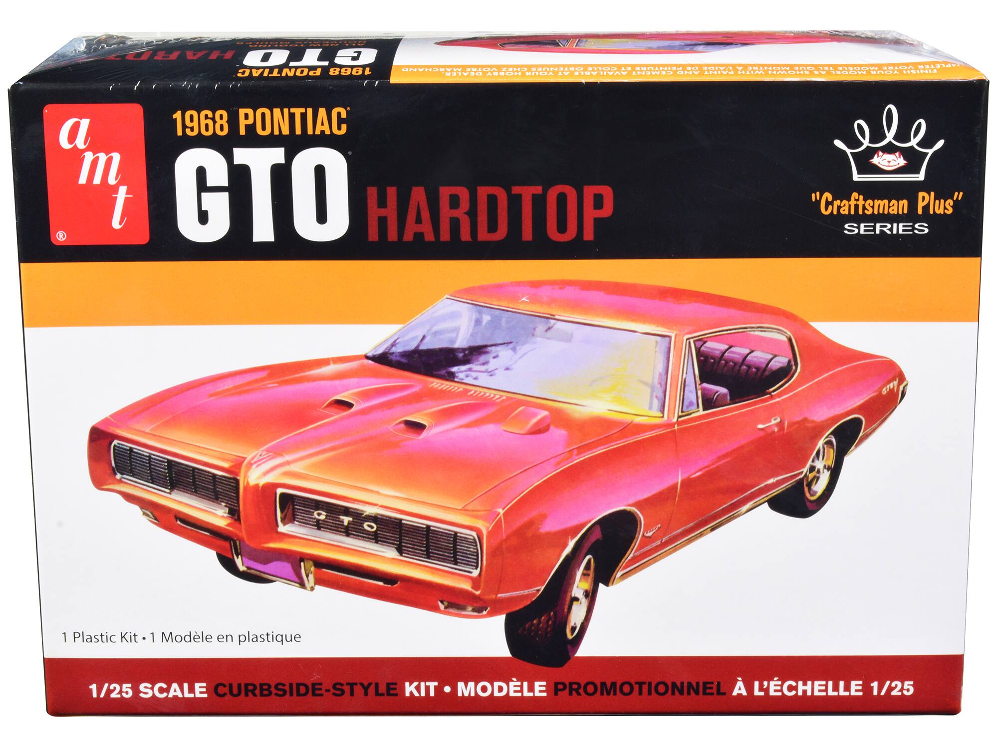 a 1968 PONTIAC GTO HARDTOP  
"Craftsman Plus" SERIES  
1 Plastic Kit  
1 Modle en plastique  
1/25 SCALE CURBSIDE-STYLE KIT MODLE PROMOTIONNEL À L'ÉCHELLE 1/25
