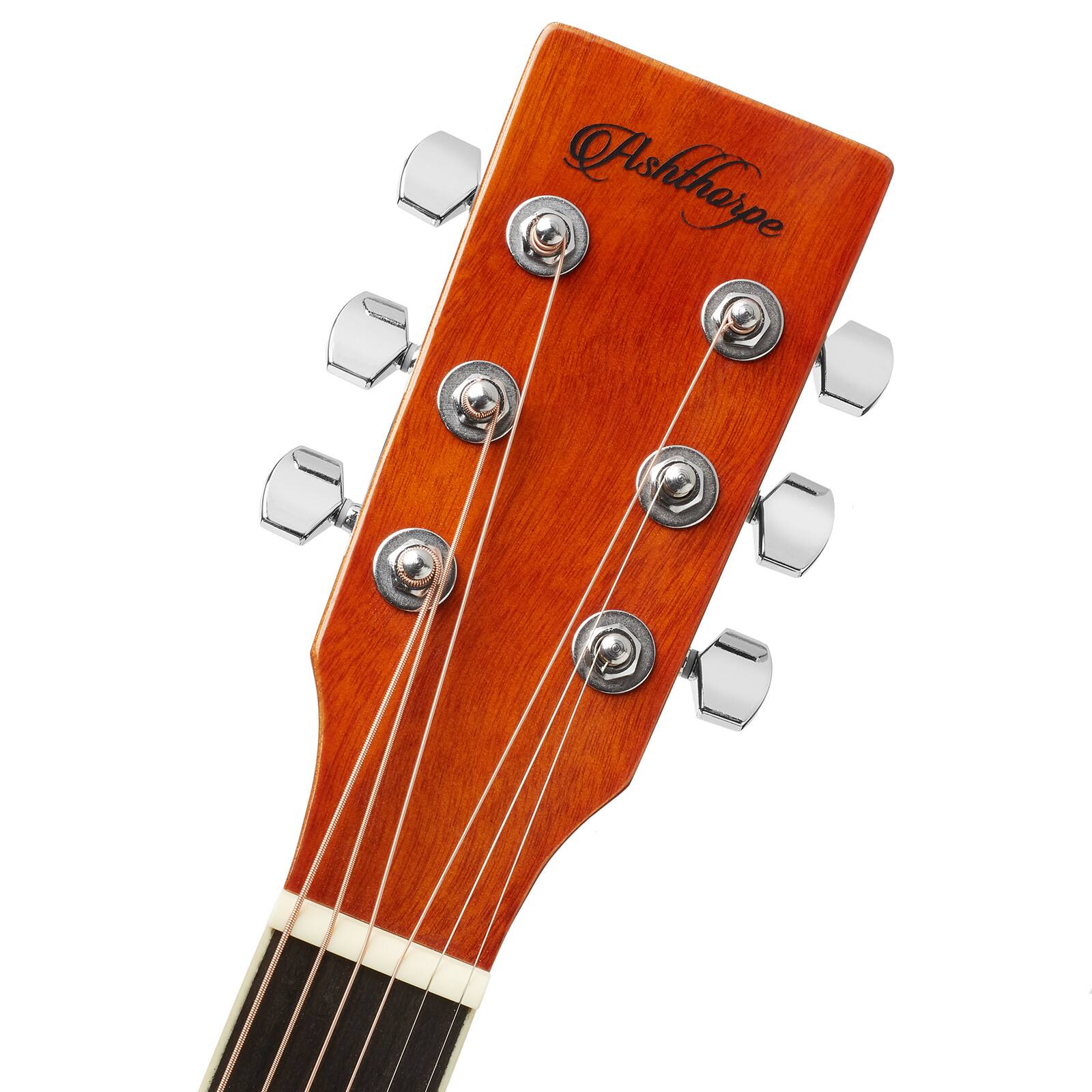 Alt View 4. Ashthorpe - Full-Size Cutaway Thinline Acoustic-Electric Guitar w/ Gig Bag and EQ - Natural.