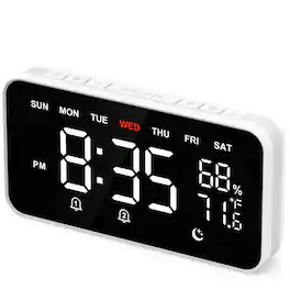Dazzed Corner - Digital Alarm Clocks for Bedrooms,Dual Alarms Weekday/Weekend Mode - White