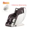 Costway - Comfort Full Body Massage Chair with Voice Control Heat Foot Roller - Brown/White