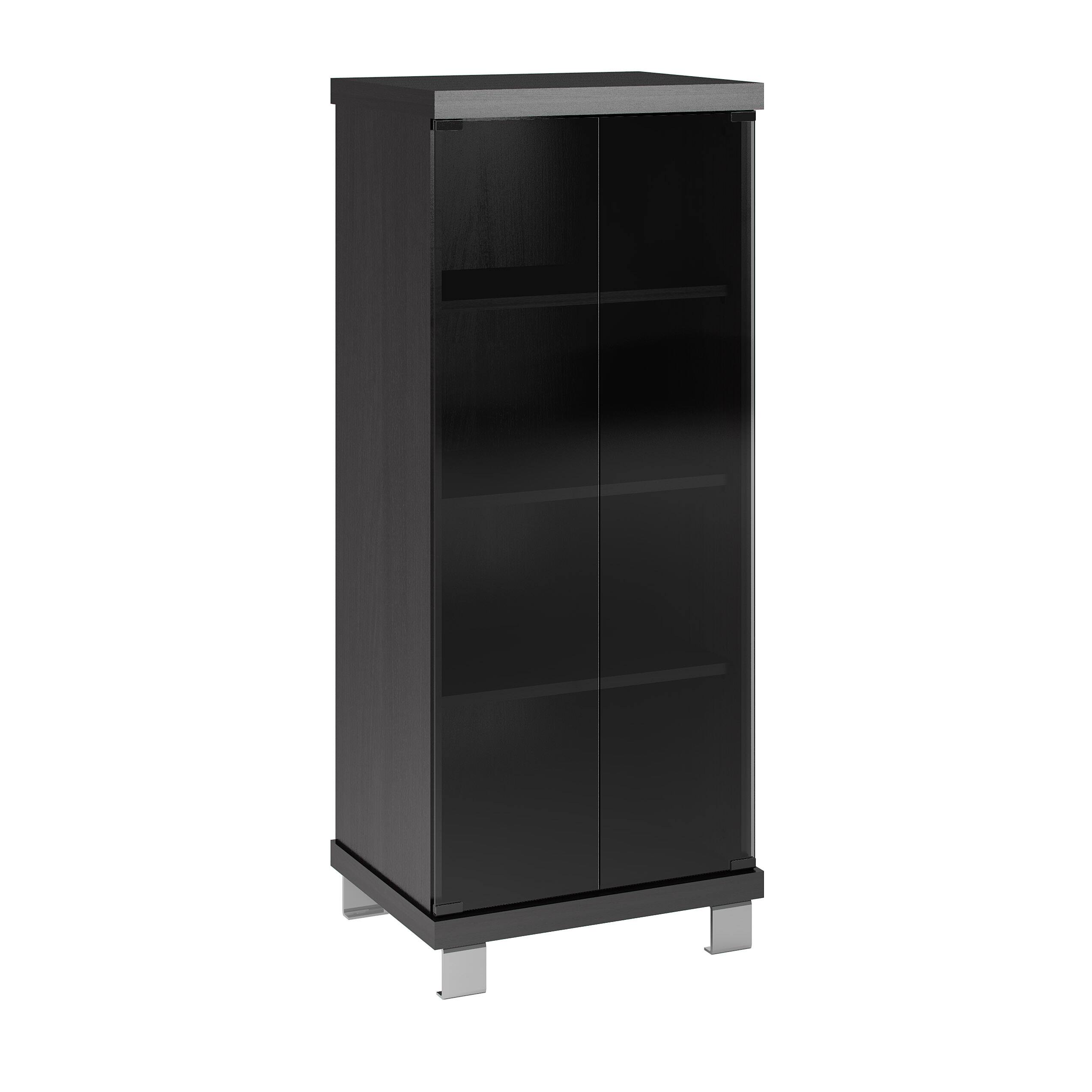 Back. CorLiving - Holland Media Storage Cabinet with Glass Doors - Ravenwood Black.