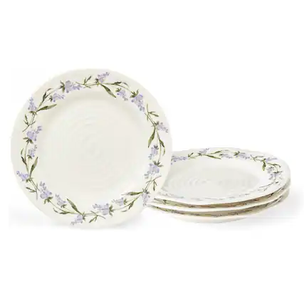 Front. Portmeirion - Portmeirion Sophie Conran Lavandula Salad Plate - Set of 4 - White.