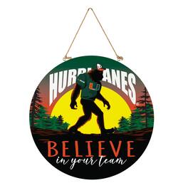 Evergreen Enterprises - Miami Hurricanes 18" Bigfoot "Believe in Yourself" Team Logo Wood Round Door Sign - Multicolor