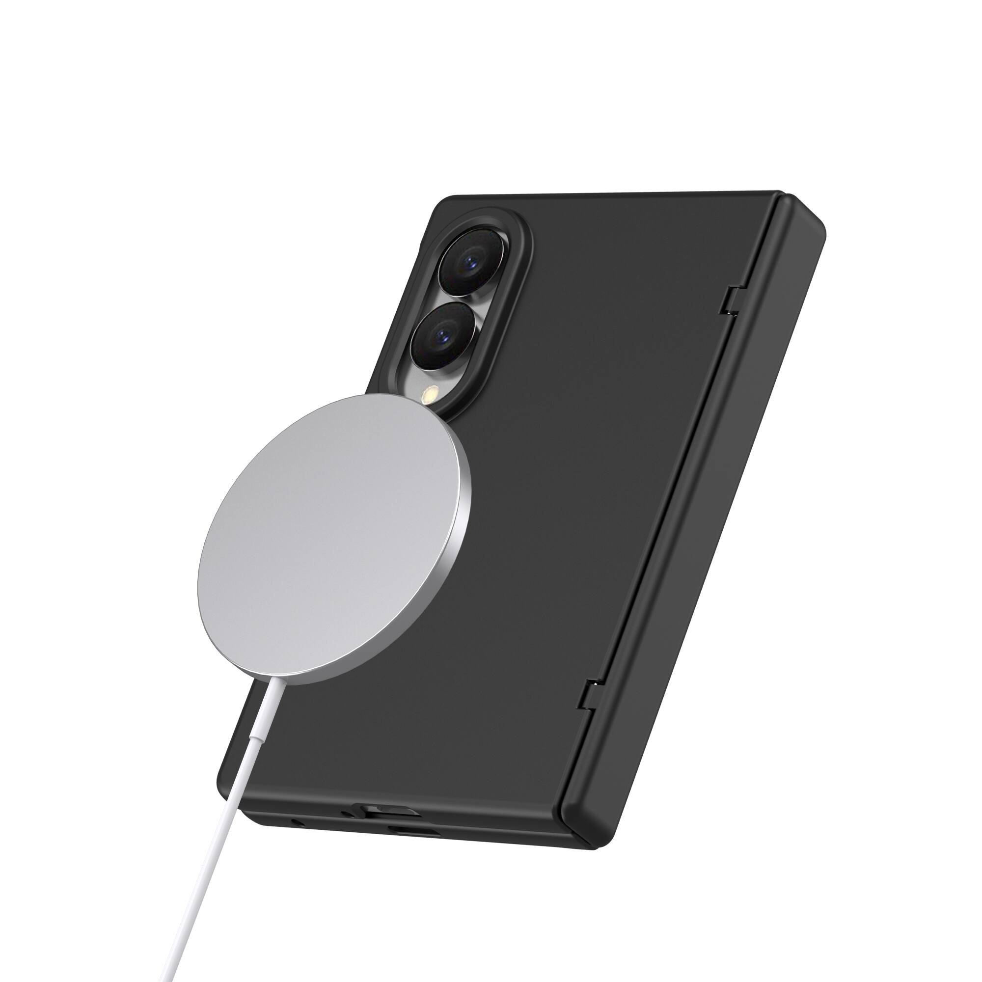 Angle. Dteck - Magnetic for Samsung Galaxy Z Fold8 Case with Screen Protector, Compatible with MagSafe, Full Body Hinge Protection - Black.
