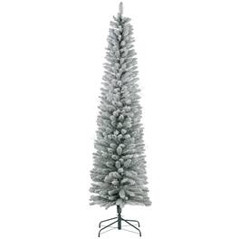 Homcom - Artificial Christmas Tree, Snow Flocked Branches, Metal Base - Green