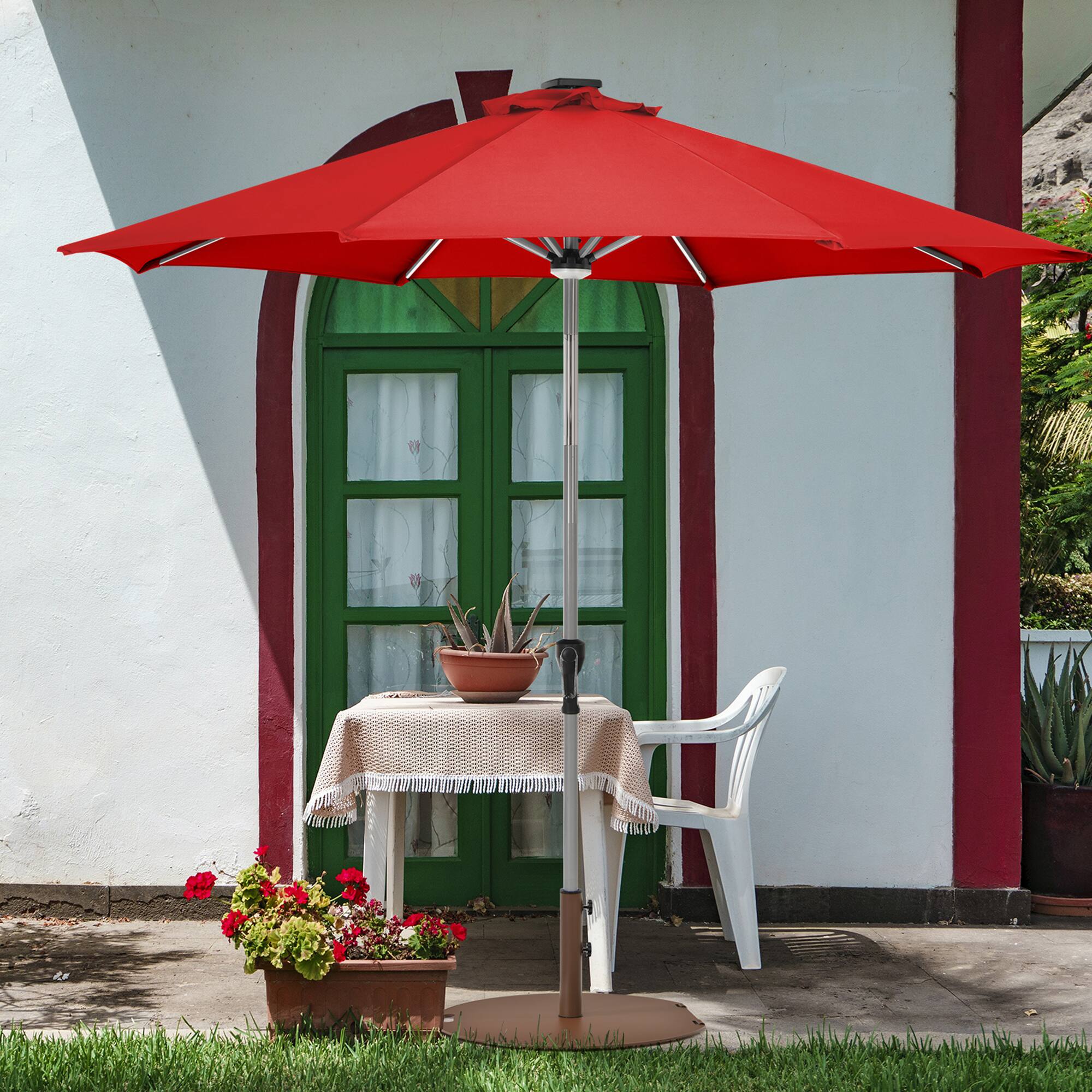 Alt View 3. Gymax - Gymax Round Weighted Patio Umbrella Base Stand 50 lbs w/ 3 Adapters Brown - Brown.