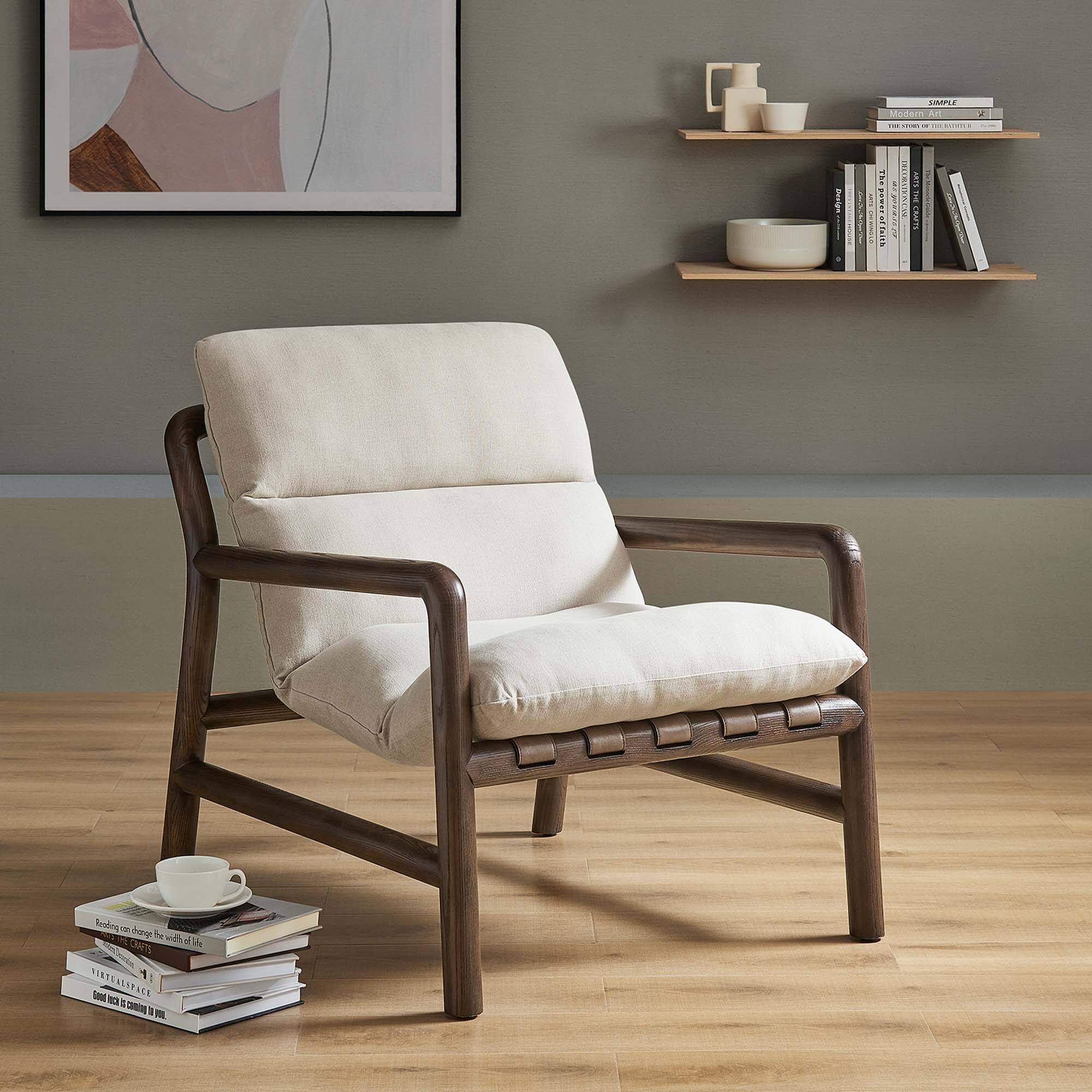 Photos - Sofa Modway Paxton Wood Sling Chair by  - Dune Fabric Walnut EEI-6766-DUN-WAL 