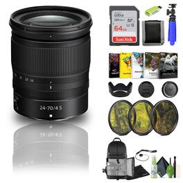 Nikon - NIKKOR Z 24-70mm f/4 S Lens (20072) + 64GB Memory Card + Filter Kit + BackPack - Bundle (International Version)