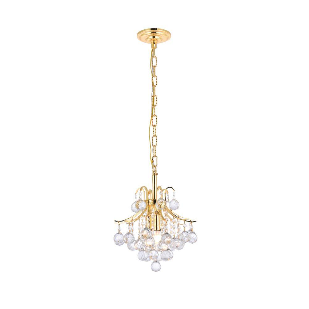 Left. Elegant Lighting - Toureg 3 light Gold Pendant Clear Royal Cut Crystal - Gold.