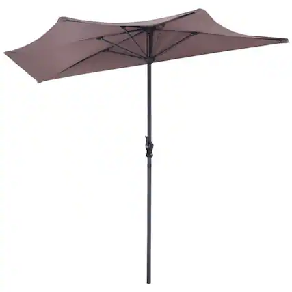 Front. Mondawe - 9 Ft Patio Umbrella Bistro Half Round without Weight Base - Tan.