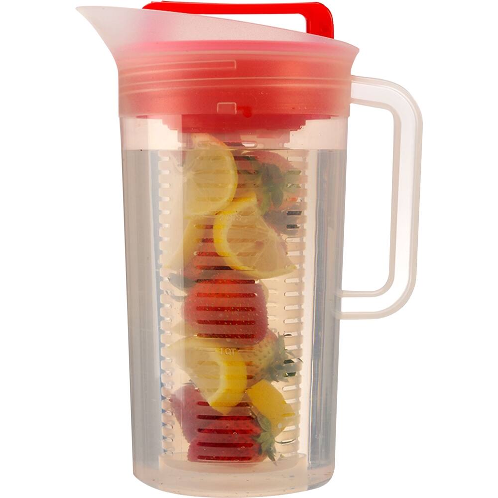 Angle. Primula - TODAY Shake and Infuse 3-Quart Pitcher - Red/Clear.