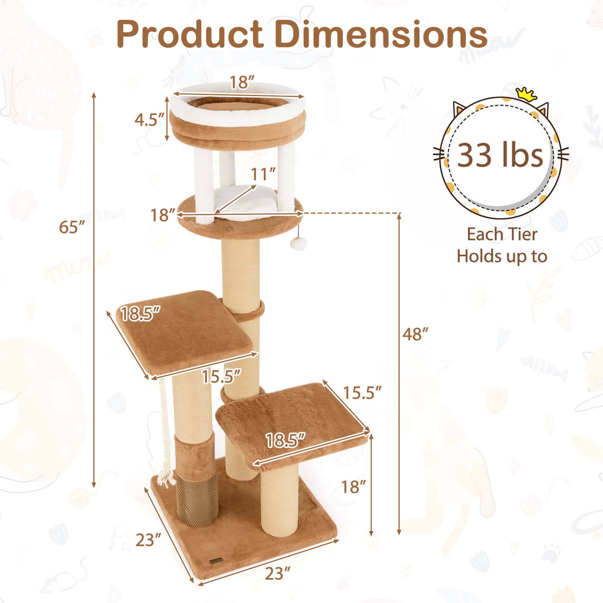 Product Dimensions: 18" 4.5" 33 lbs 11" 18" 65" 18.5" 48" Each Tier Holds up to 15.5" 15.5" 18.5" 18" 23" 23"