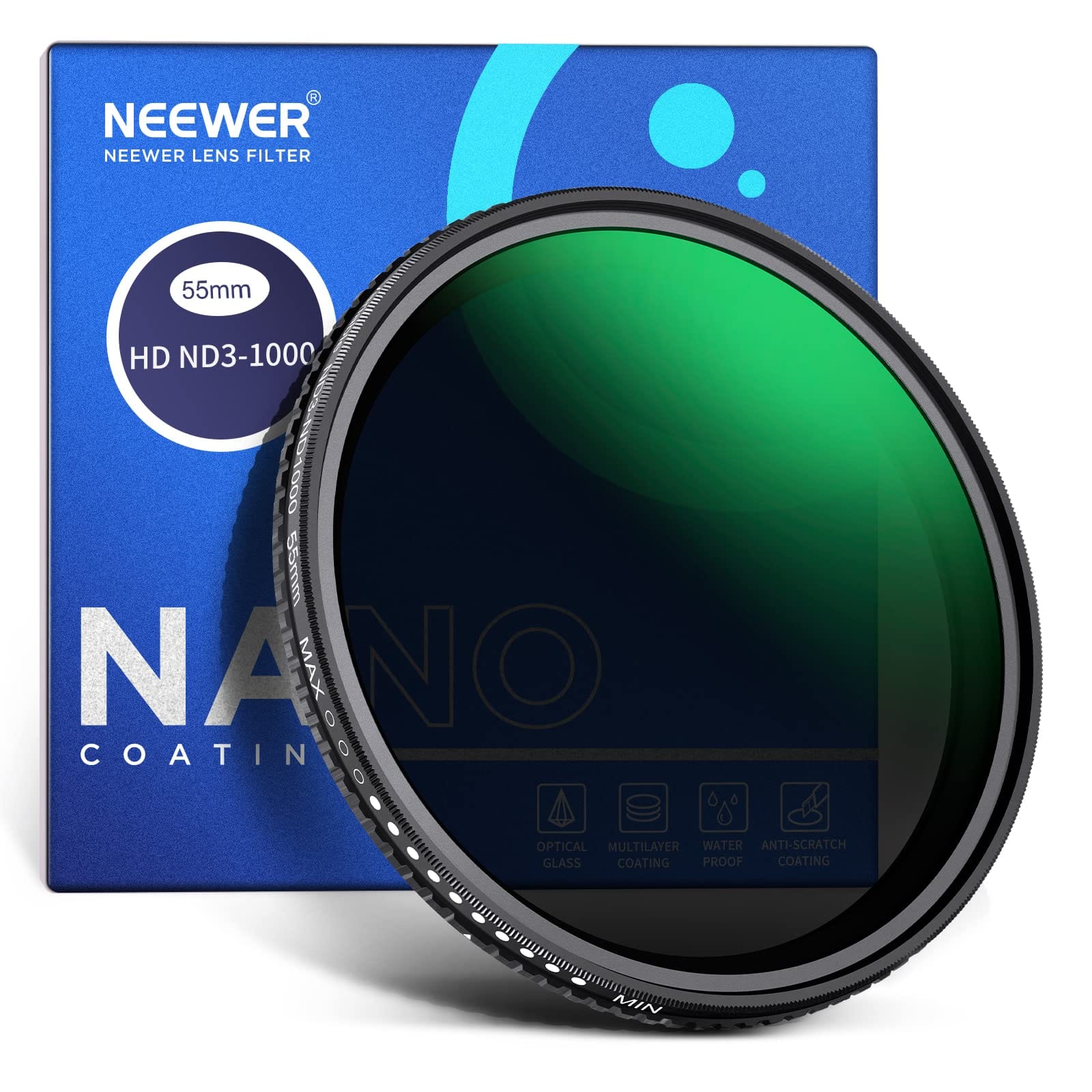 Neewer - 55mm VND ND3-1000, 1.5-10 Stops, Nano Coated price history on PriceWatchPro