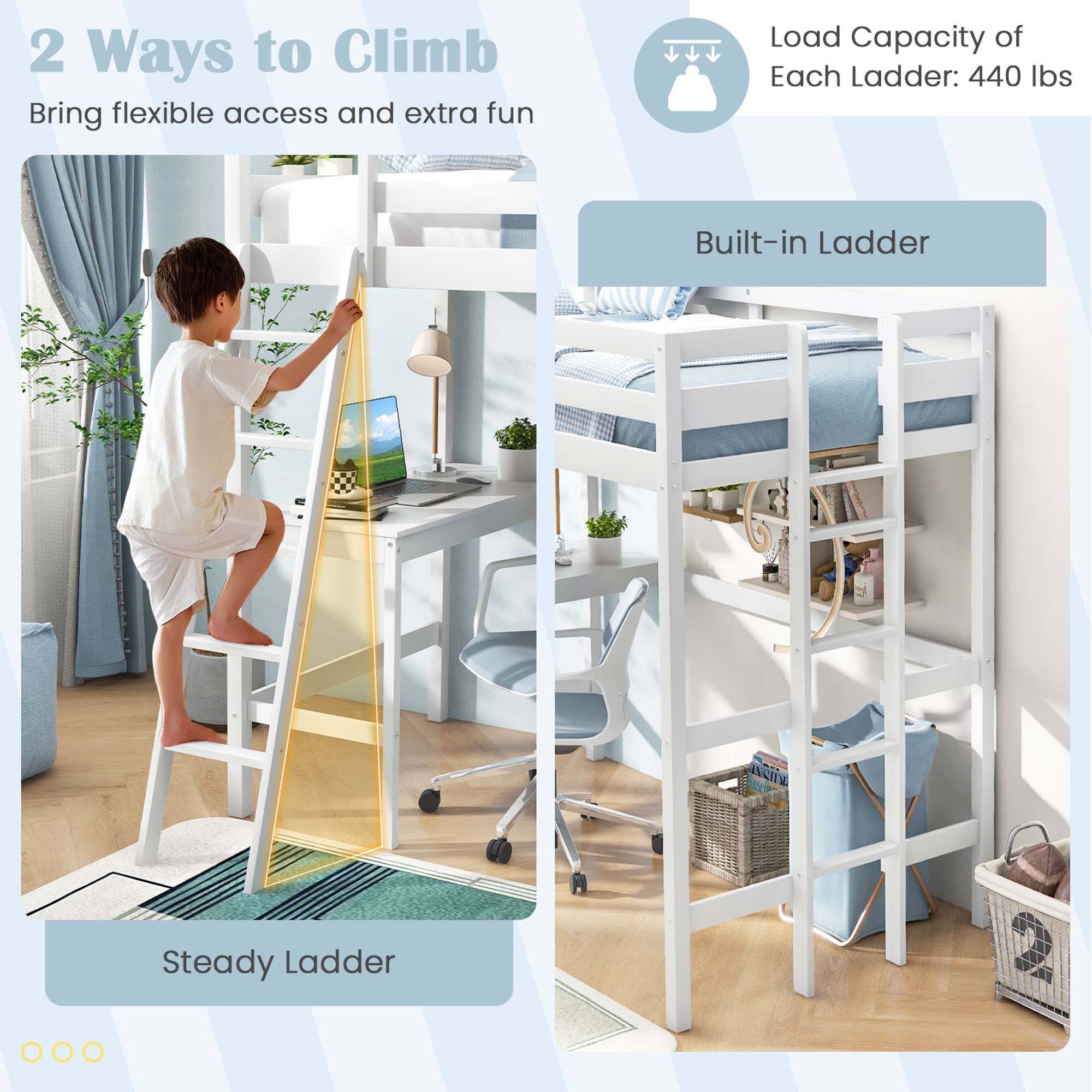 2 Ways to Climb  
Bring flexible access and extra fun  

Load Capacity of Each Ladder: 440 lbs  

Built-in Ladder  

Steady Ladder