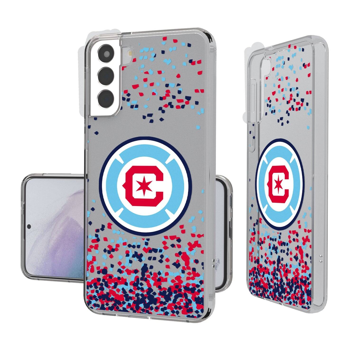 Front. Keyscaper - Chicago Fire Galaxy Confetti Clear Case - S22 Plus - Multicolor.
