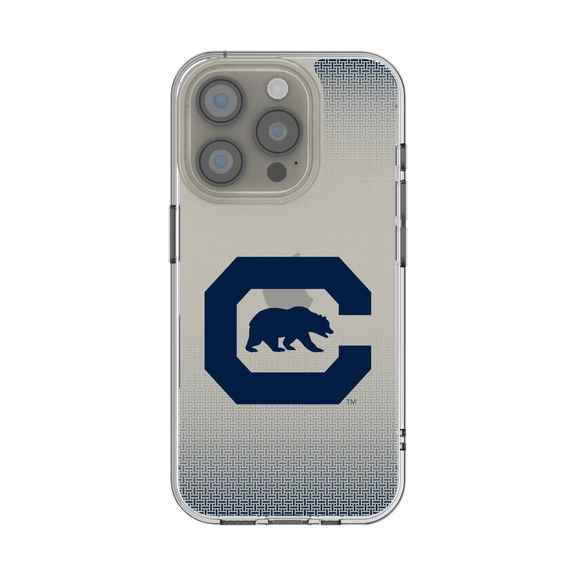Front. Keyscaper - Cal Bears Linen Logo iPhone Clear Case - 15 Pro - Multicolor.