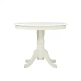 FurniFact - Round Kitchen Table & Chairs - Linen White