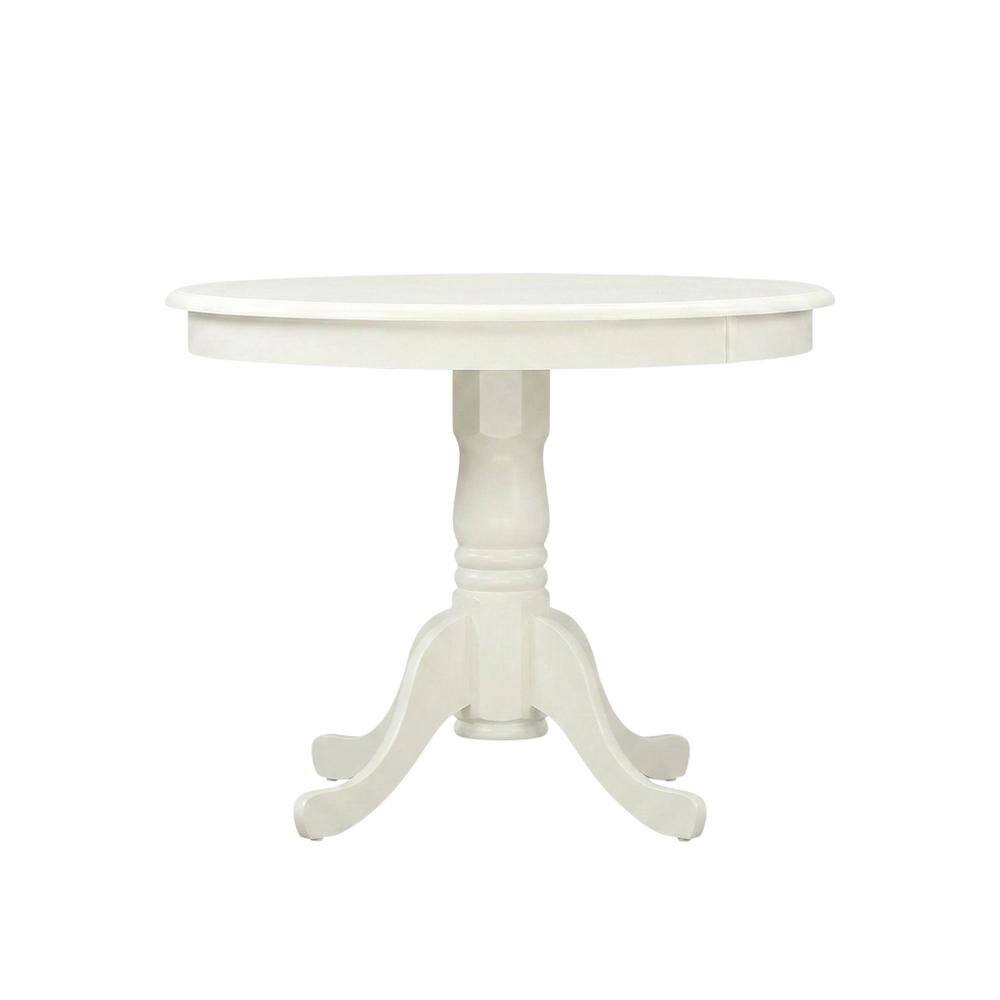 Front. FurniFact - Round Kitchen Table & Chairs - Linen White.