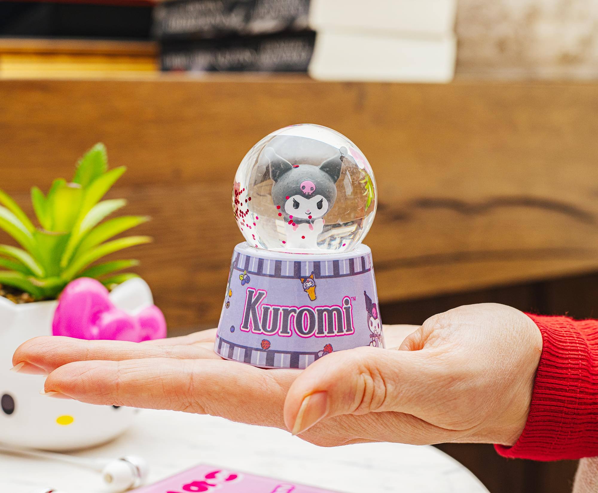 Alt View 3. Silver Buffalo - Sanrio Kuromi Mini Light-Up Snow Globe | 3 Inches Tall - Purple.