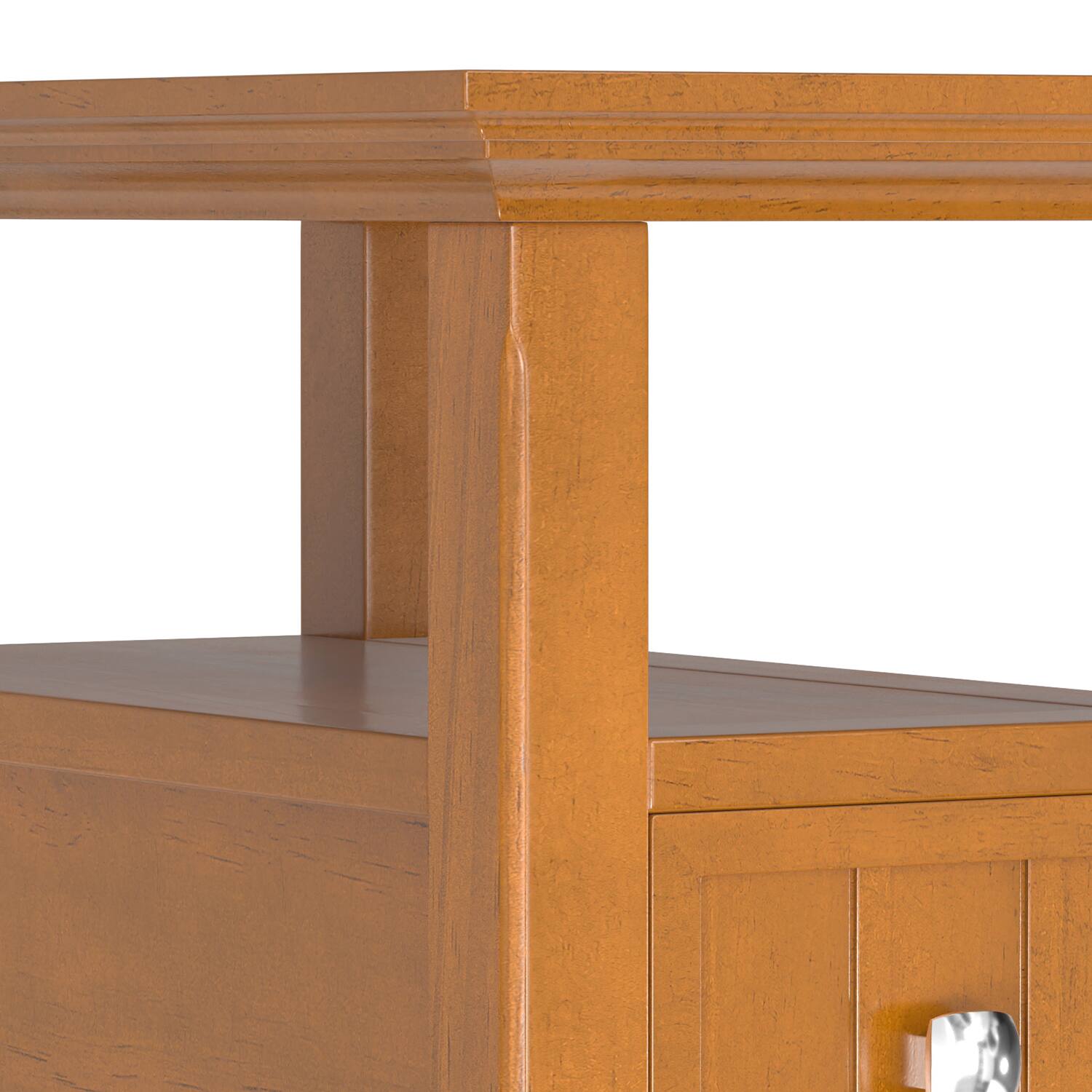 Alt View 2. Simpli Home - Acadian 14 inch Wide Solid Wood Transitional Narrow Side Table with Drawer in Light Golden Brown - Light Golden Brown.